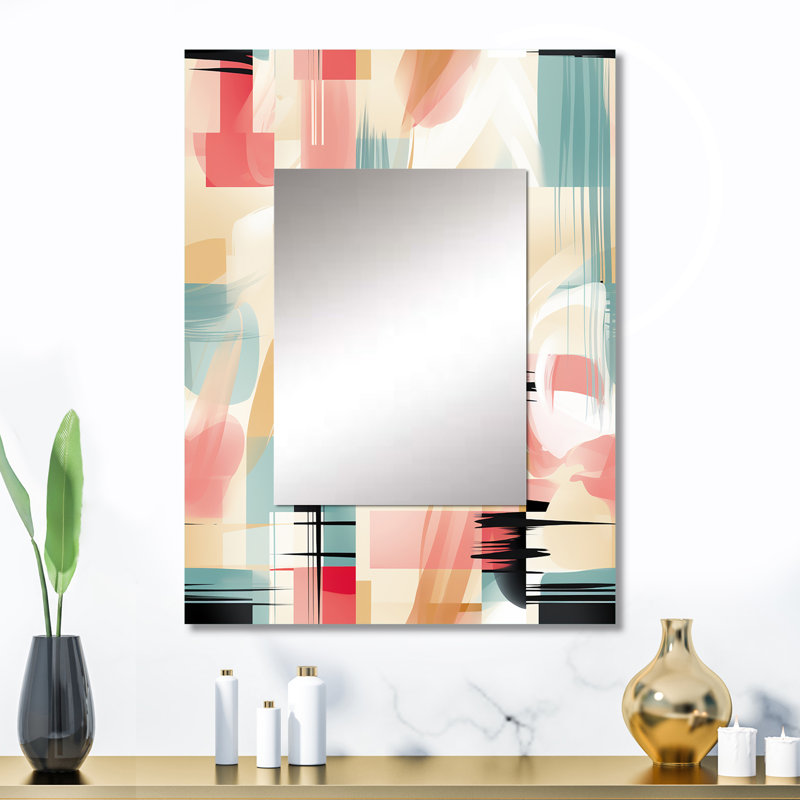 Sophistication cubique beige et vert clair - miroir décoratif géométrique, miroir mural géométrique, impression d'art en métal