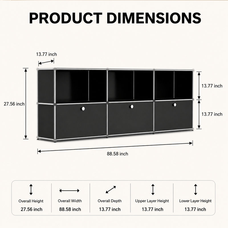 Rangement modulaire en métal, Noir