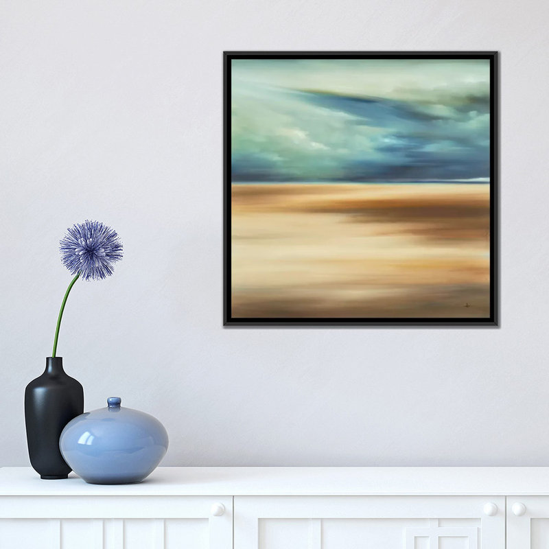 « scape 109 », impression sur toile, H 37 po x l 37 po x P 1,5 po, Toile avec cadre noir, Pas de tapis