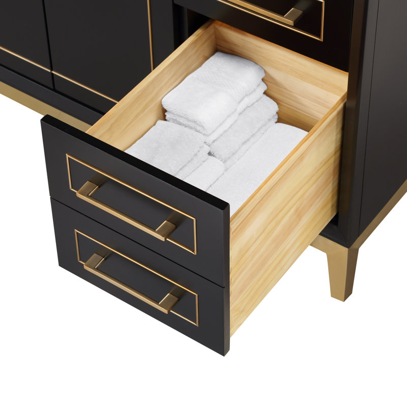 Gracie 48'' W Single Vanity, Calacatta Quartz, Midnight Black