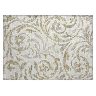 Washable Floral Indoor / Outdoor Rug