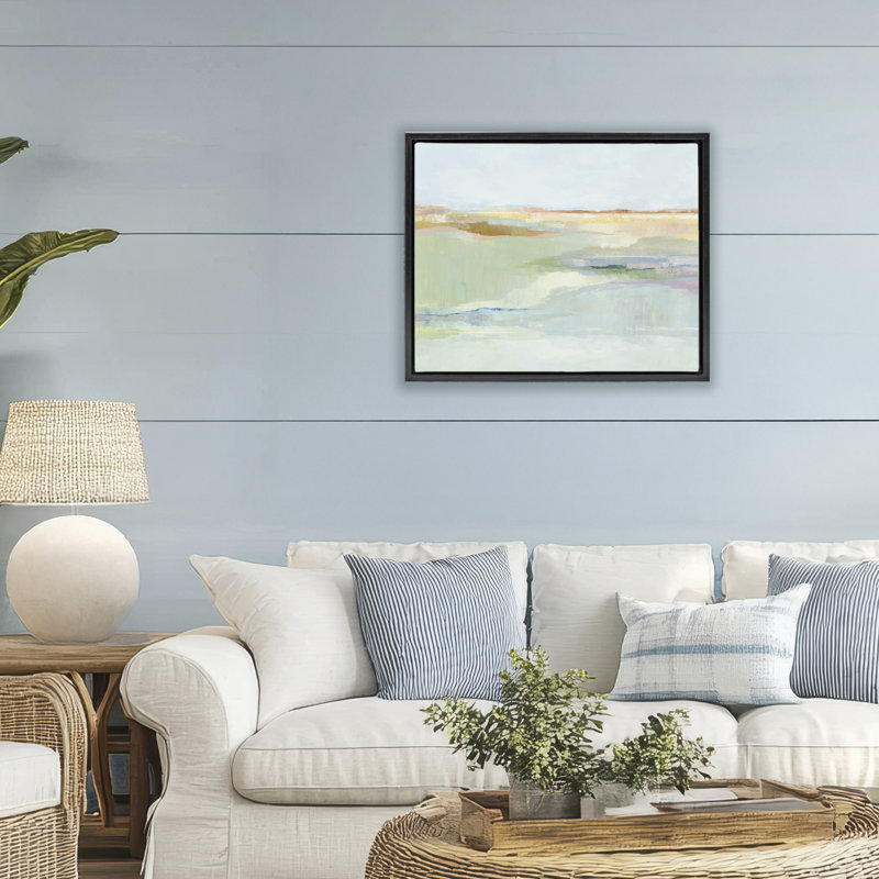 Cadre flottant Springtime Glow Landscape, design par Ian C., Cadre flottant noir de jais, H 17 po x l 21 po