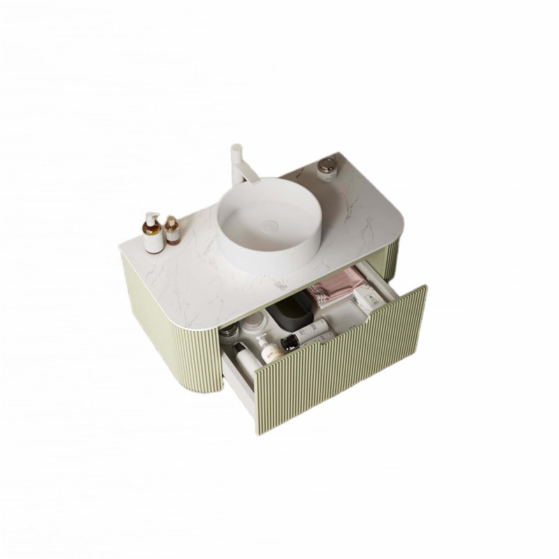 Meuble-lavabo mural flottant avec lavabo (sans robinet), Vert clair, 36"