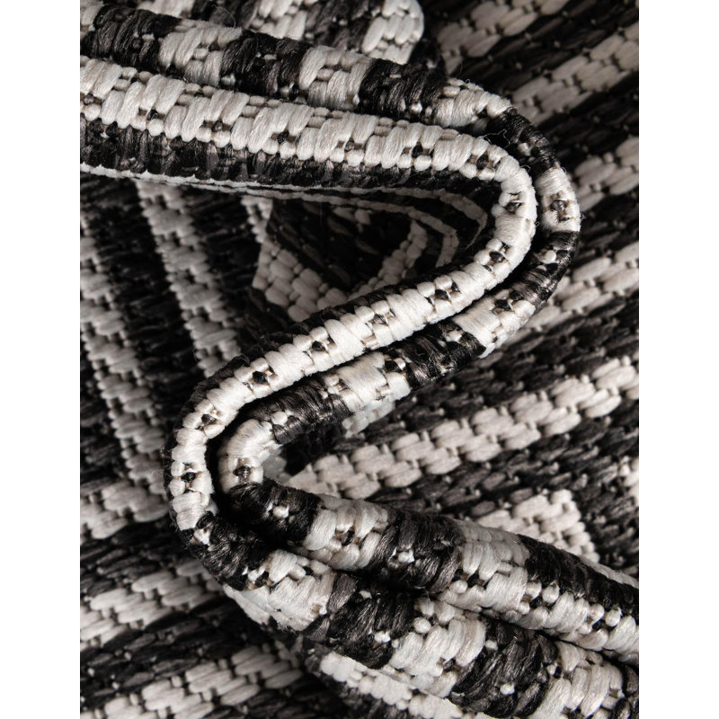 Tapis contemporain noir et blanc Bello, Tapis de couloir 2 pi x 8 pi