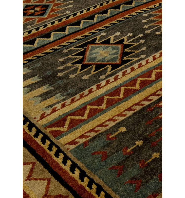 Tapis multicolore en laine noué à la main Valarie Southwestern, Rectangle 2 pi x 3 pi