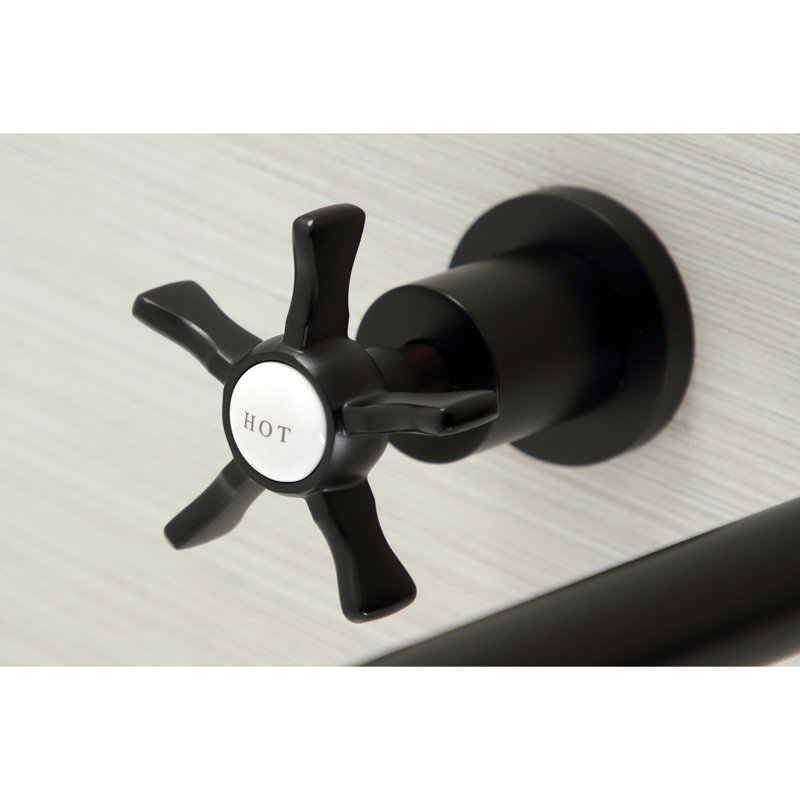 Kingston Brass Hamilton Two-Handle 3-Hole Wall Mount Roman Tub Faucet, Matte Black