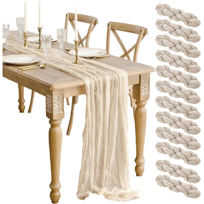 12 Pack Beige Cheesecloth Table Runner 10Ft Boho Gauze Cheese Cloth Table Runner Rustic Sheer Runner 120 Inch Long