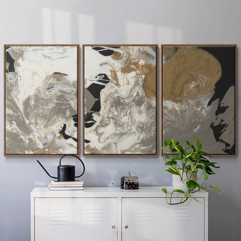 «White Mask II», reproduction sur toile flottante 3 pièces, Noyer, H 36 po x l 75 po x P 2 po