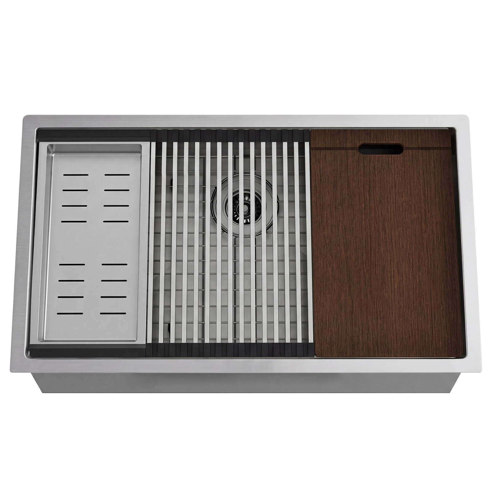 32" L Undermount Workstation Single Bowl Stainless Steel Kitchen Sink