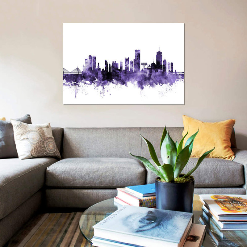 «Boston, Massachusetts Skyline I» par Michael Tompsett, impression sur toile tendue, H 26 po x l 40 po x P 1,5 po