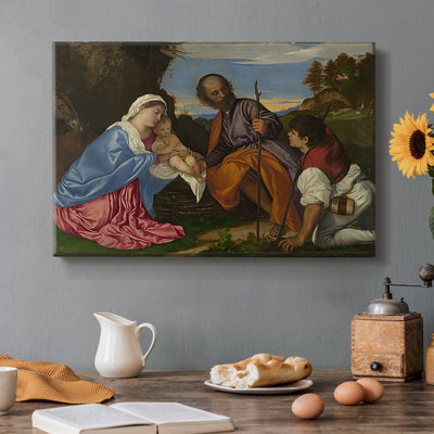 La Sainte Famille avec un berger-Titien-Toile tendue avec châssis-c. 1510