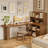 Light-walnut L-Shaped Solid Wood desks-107556330-107556329
