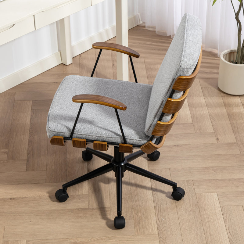 Swivel Office Chair, Adjustable Height Task Chair with Upholstered, Gray