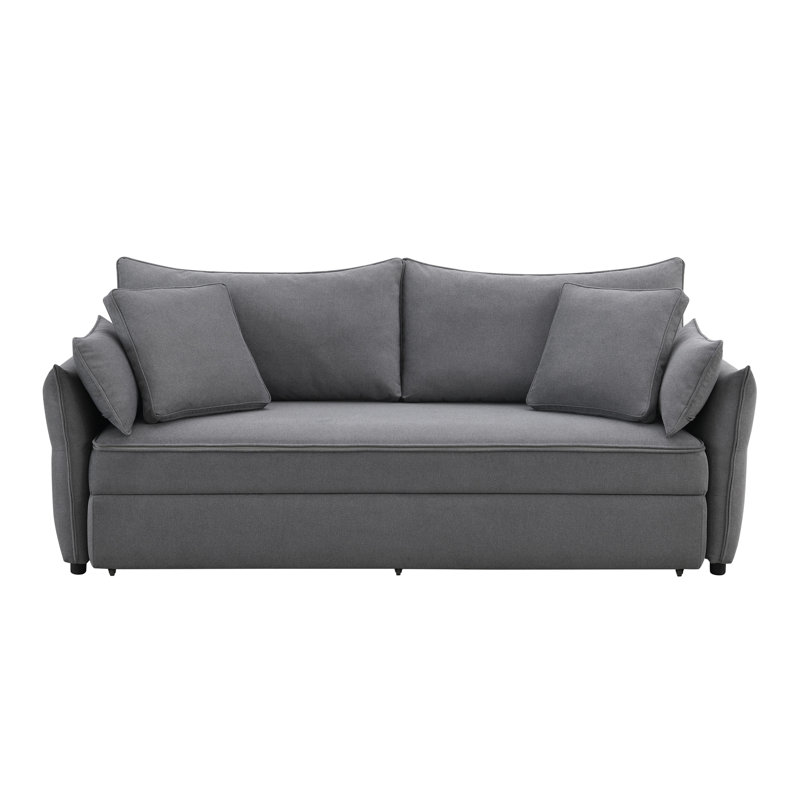 Lit gigogne escamotable en tissu avec rangement, Gris