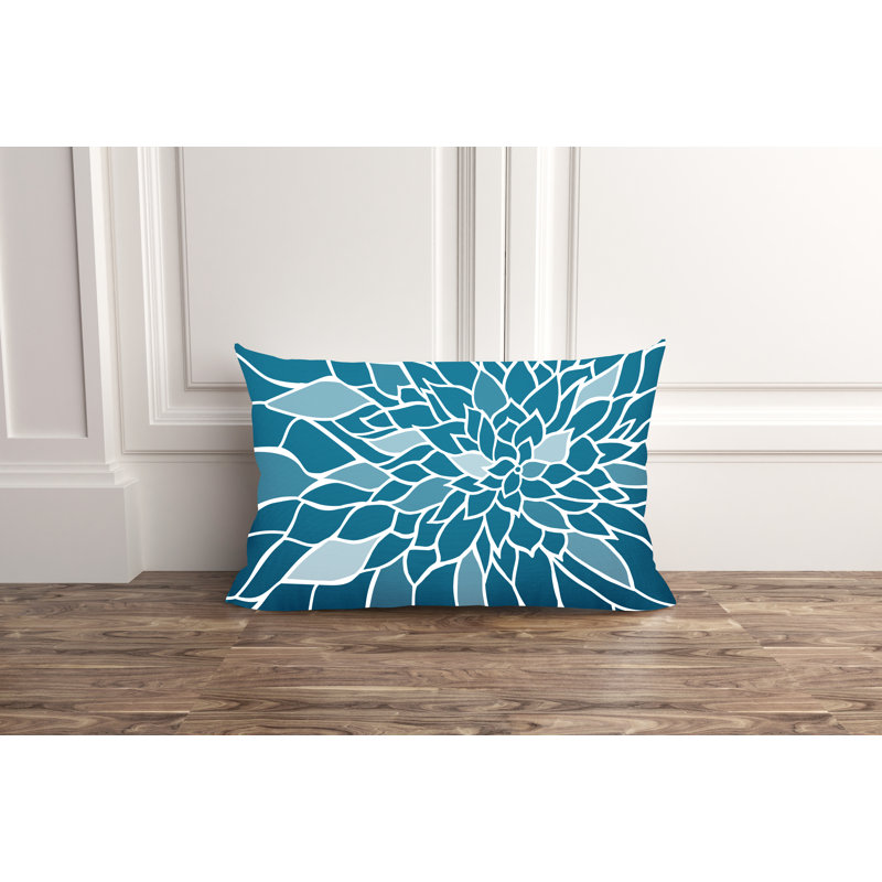 Raina Floral Indoor/Outdoor Throw Pillow, Turquoise