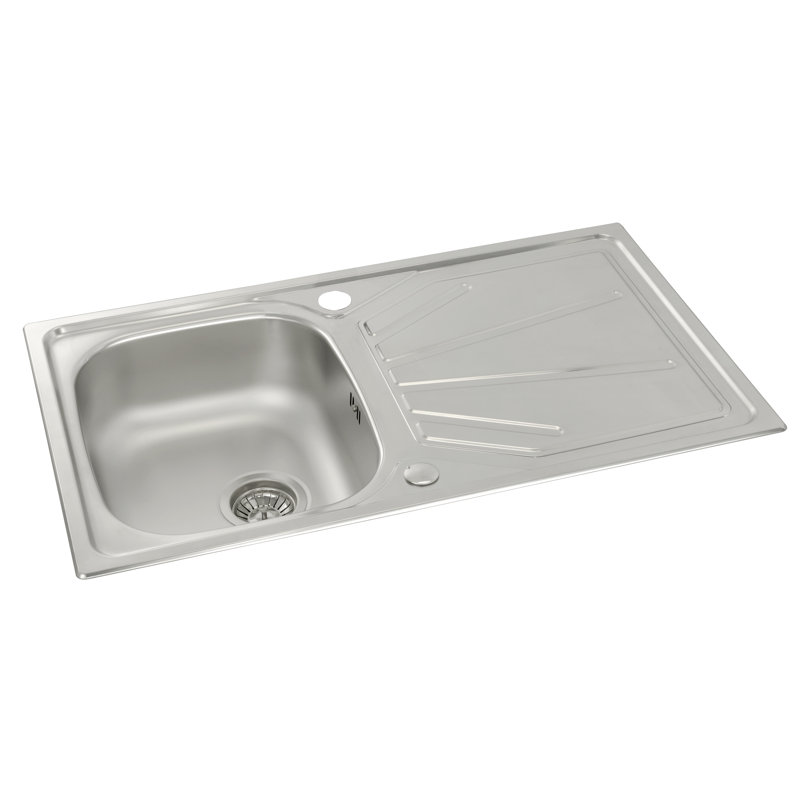 Abode Designs Trydent 500mm W Single Bowl Stainless Steel Kitchen Sink with 2 Faucet Holes