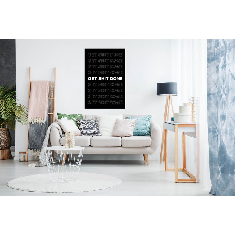 Inspirational Motivational Get Shit Done - Wrapped Canvas Print, 31cm H x 20cm W