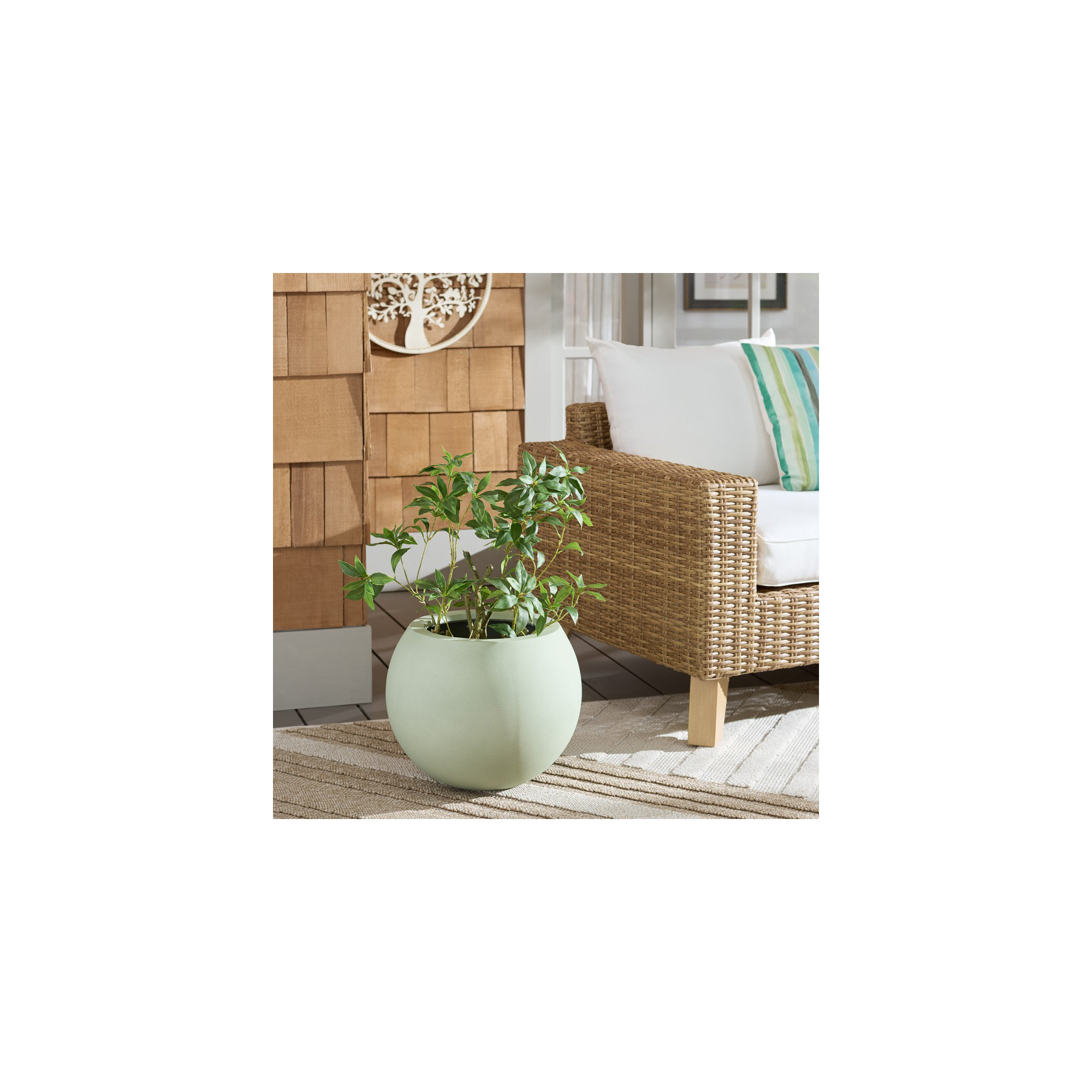Mcgill Concrete Pot Planter, 12.7" H x 15.7" W x 15.7" D, Sage Green