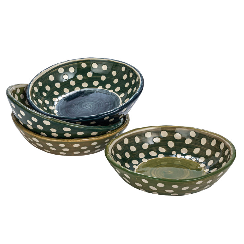 Round Stoneware Bowl With 4 Dots Styles