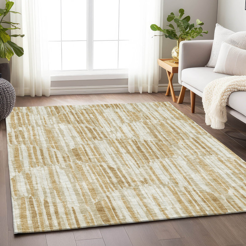 Tapis doré de qualité supérieure lavable à la machine Tweedy, Rectangle 9 pi x 12 pi
