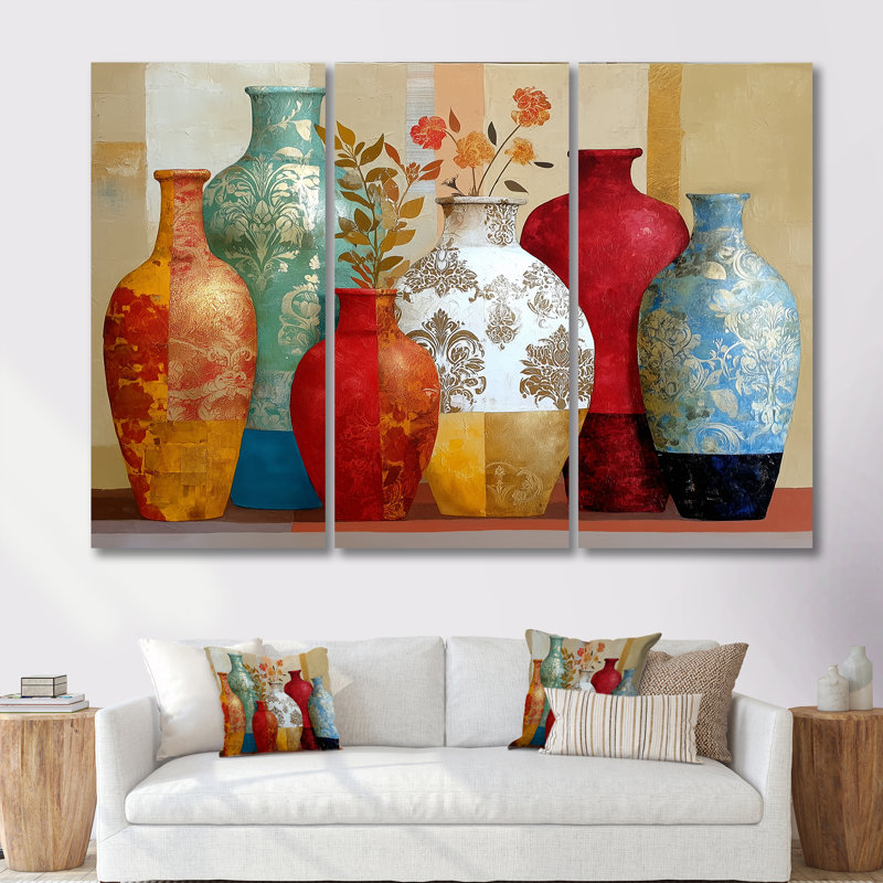 Ensemble de vases Boho Plants Moroccan, H 28 po x l 36 po, Toile tendue, Ne s’applique pas