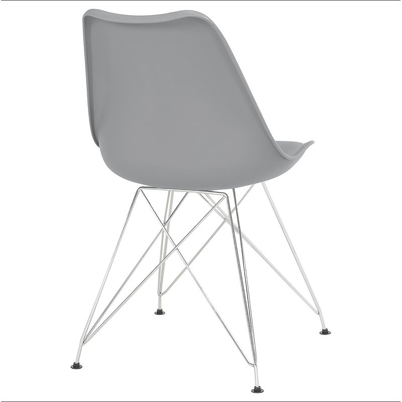 Chaise d'appoint rembourrée grise et chromée (ensemble de 2)