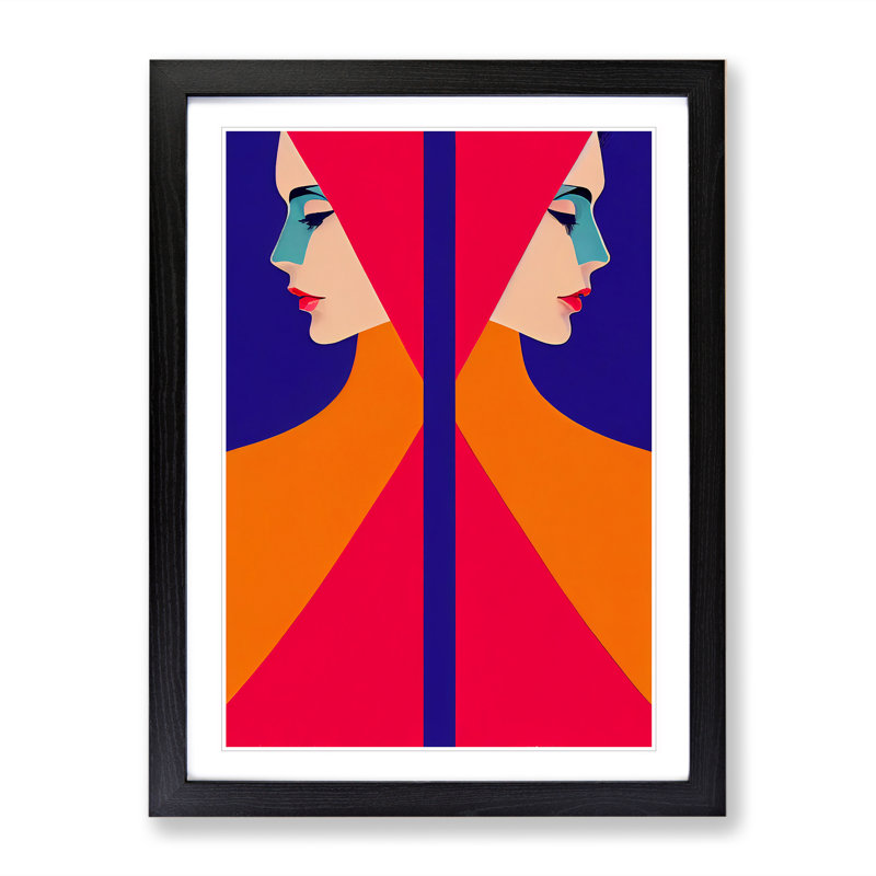 Symmetrical Abstract Woman - Framed Print, Black, 34cm H x 25cm W x 2cm D