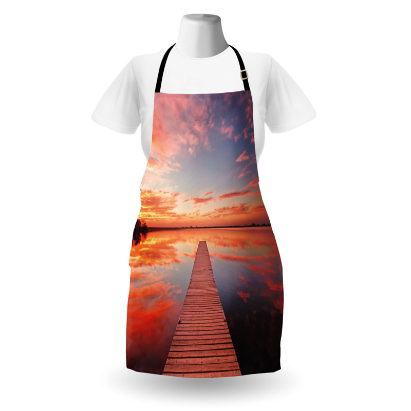 Tablier nature East Urban Home unisexe, chemin de coucher de soleil sur l'océan, taille adulte, lavande orange