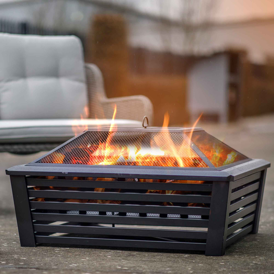 Holguin Square Steel Wood Burning Smokeless Fire Pit