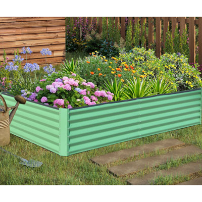 Grand lit de jardin en métal galvanisé pour le jardinage extérieur de légumes, de fruits et de fleurs