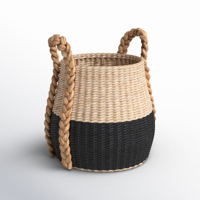 Armadi Two Tone Wicker Basket with Handles, Black