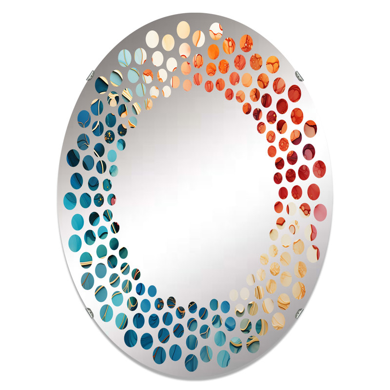 Orange Soda Soda Fusion - Miroir mural à pois | Ovale, 35,4 po x 23,6 po