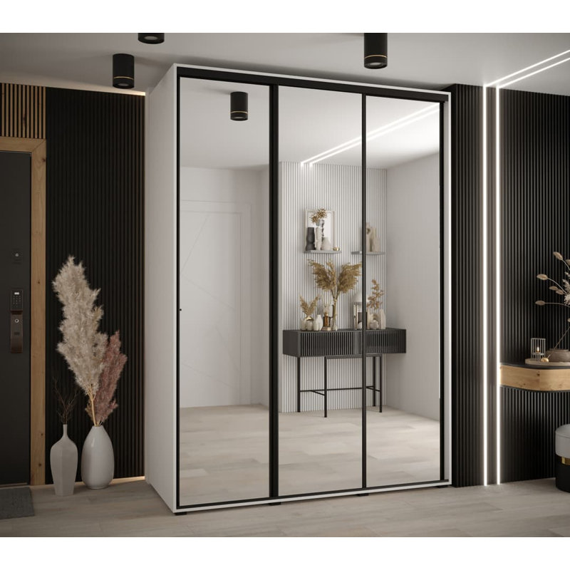 Camrynne 3 Door Manufactured Wood Wardrobe, White