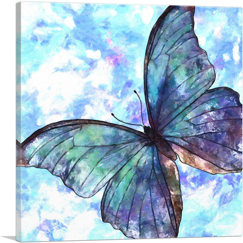 «Blue Butterfly Wings Insect», reproduction d'art sur toile tendue, H 26 po x l 26 po x P 0,75 po