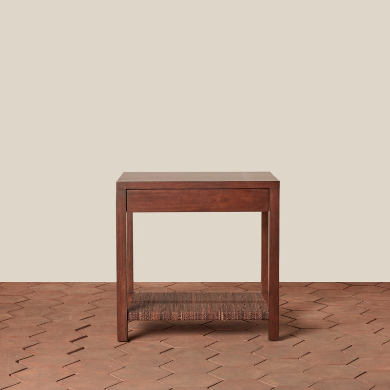Textura Bedside Table in Natural, Dark Brown