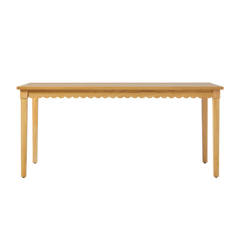 Bathilda Modern Scalloped Easy Assembly Solid Oak Wood Dining Table For 6, White Oak