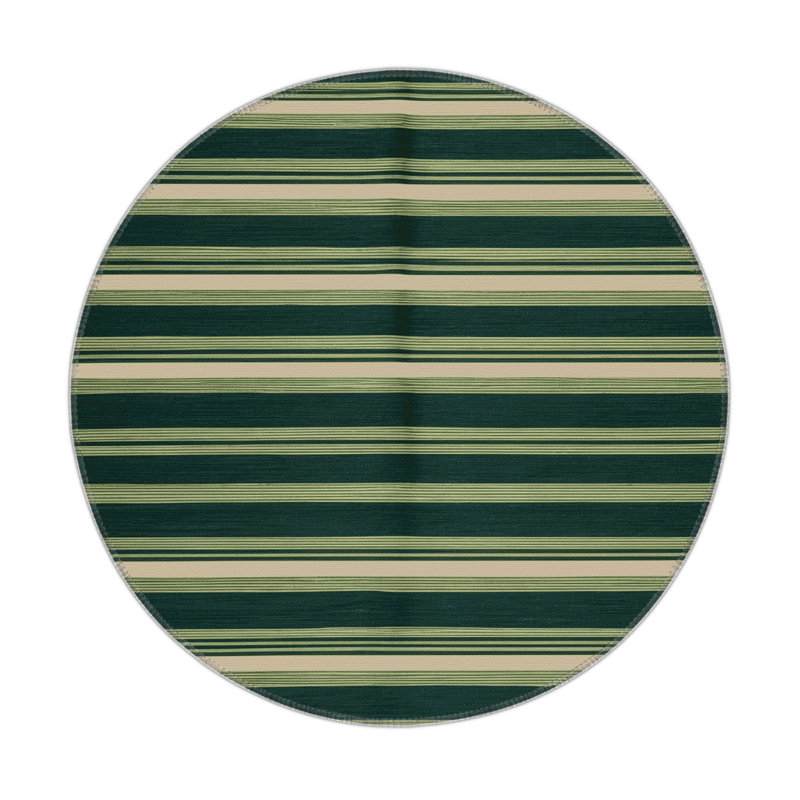 Tapis intérieur / extérieur vert HorizontalStripes, Rectangle 5 pi x 7 pi