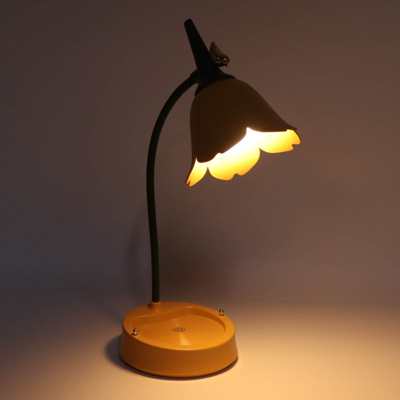 Lampe de bureau 3W à DEL tactile avec 3 vitesses et intensité variable pliable pour table de bureau USB 5V orange