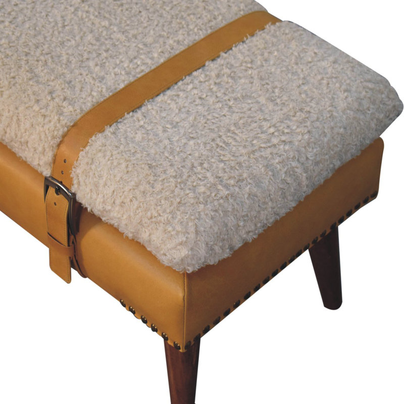 Marisal Boucle X Tan Leather Bench