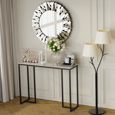 39.4" Marble Console Table Sintered Stone High-End Sofa Side Table