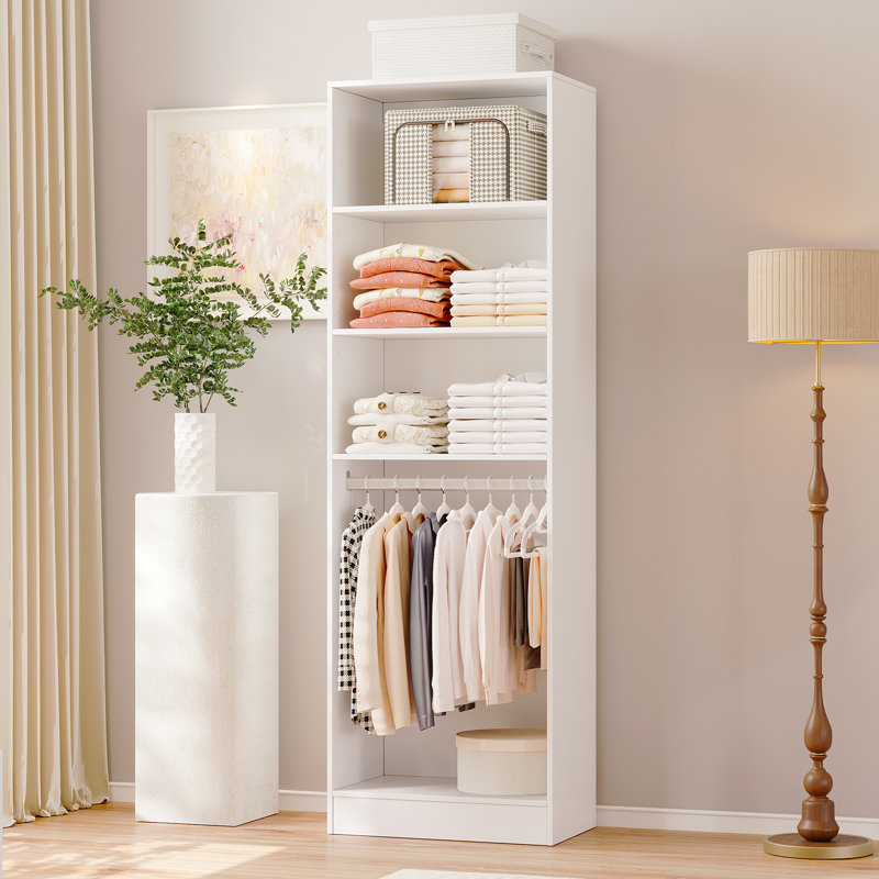 Système de rangement pour garde-robe 79 po, armoire avec compartiments de rangement et zone de suspension 79 po, Blanc