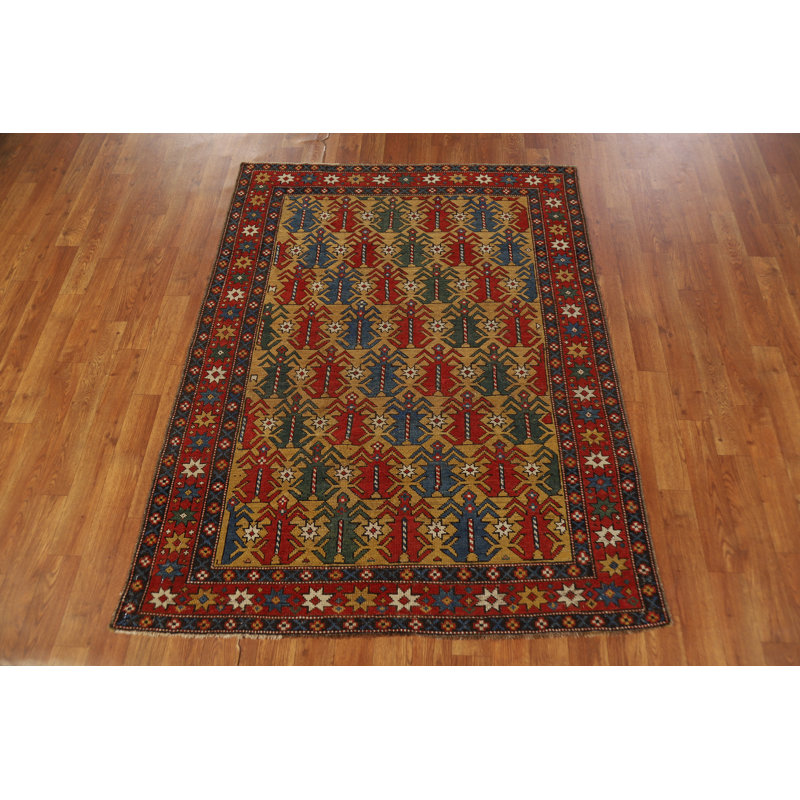 Pre-1900 Antique Wool Kazak Vegetable Dye Rug