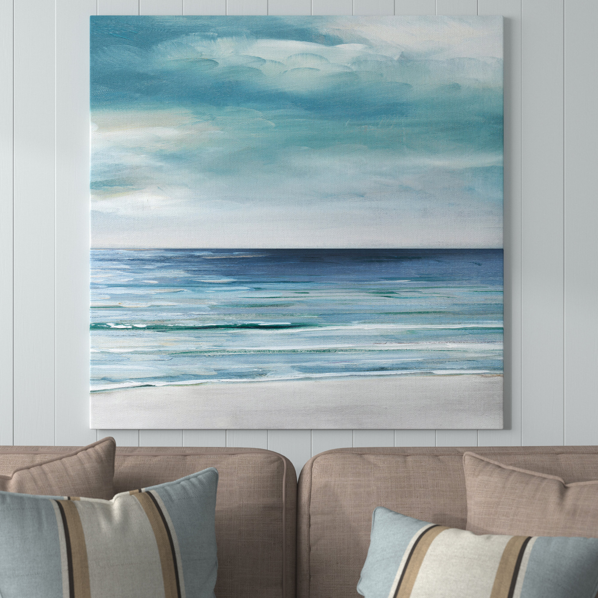 Beachcrest Home Blue Silver Shore II Framed On Canvas Print & Reviews ...