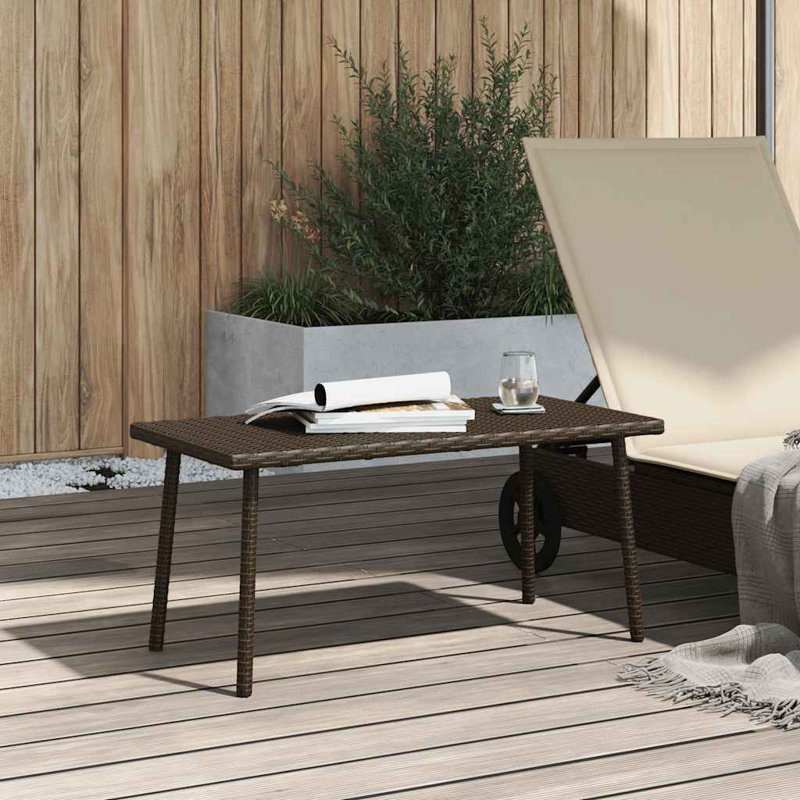 Garden Coffee Table Rectangular 40x37 Cm Poly Rattan, 37cm H x 80cm L x 40cm W, Brown