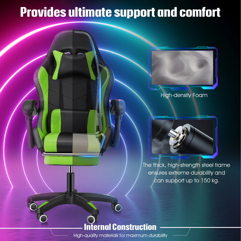Oyajia Gaming Chair Massage with Bluetooth Speakers and Led Lights