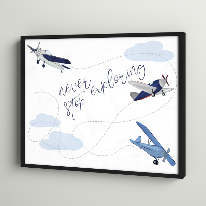 Jaylynn Never Stop Exploration Airplanes, art encadré, H 16 po x l 20 po x P 1,5 po