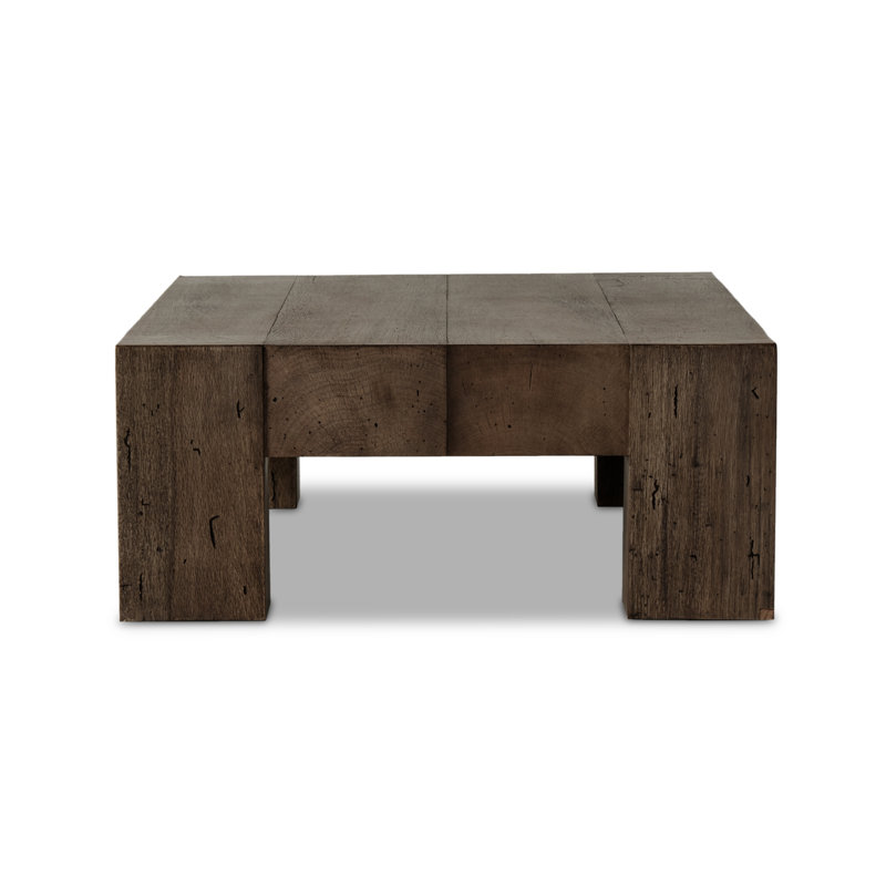 Abaso Coffee Table, Ebony Rustic Wormwood, 15" H x 70" W x 35" D