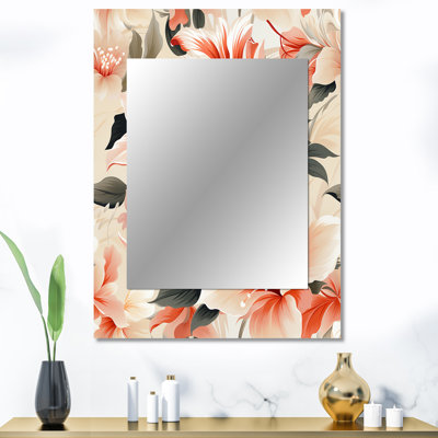 Motif tropical délicat neutre Leitersburg - miroir mural décoratif tropical, miroir tropical, impression d'art en métal