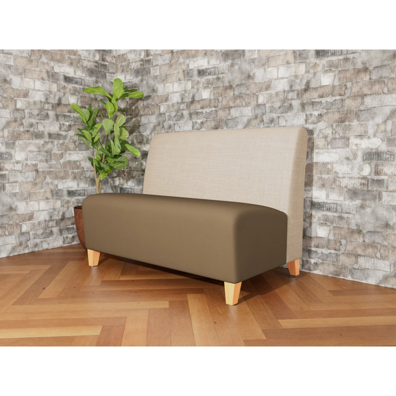 Causeuse sans accoudoirs Ravenna, Chambray calcaire / Patriot Plus taupe, Bois naturel