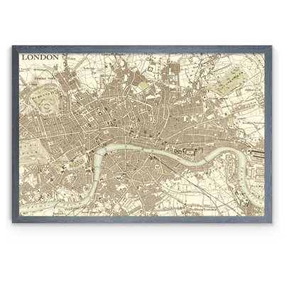 «Custom Sepia Map of London» par Paul Cezanne - impression encadrée
